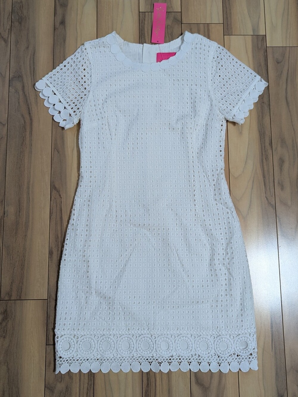 NWT! Lilly Pulitzer Jennifer Shift Dress Resort White Grid Eyelet Size 8